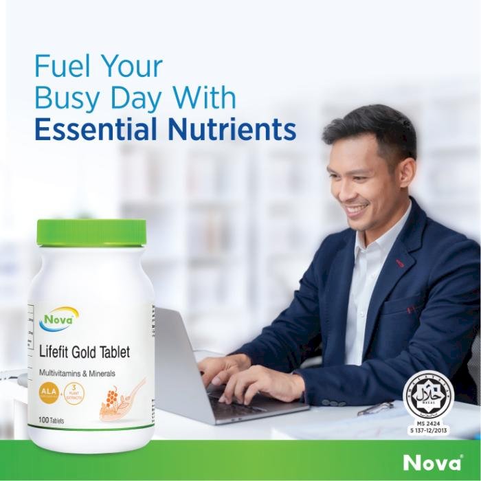 Nova Lifefit Gold Multivitamin dengan Alpha Lipoic Acid, Methylcobalamin, Vitamin K1 dan Ekstrak Tumbuhan - Healt
