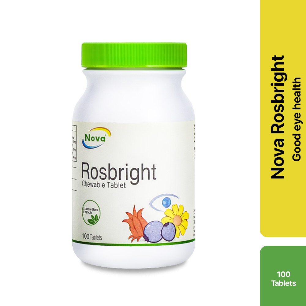 EXPIRED 09/2025 - NOVA Rosbright Chewable 100's - (Kandungan Ekstrak Marigold, Roselle & Bilberry untuk Kesihatan Mata)