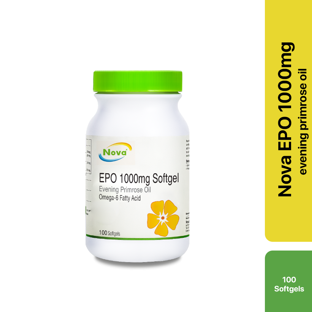 NOVA EPO 1000mg 100's Softgel Evening Primrose Oil Health (Hormon Wanita)