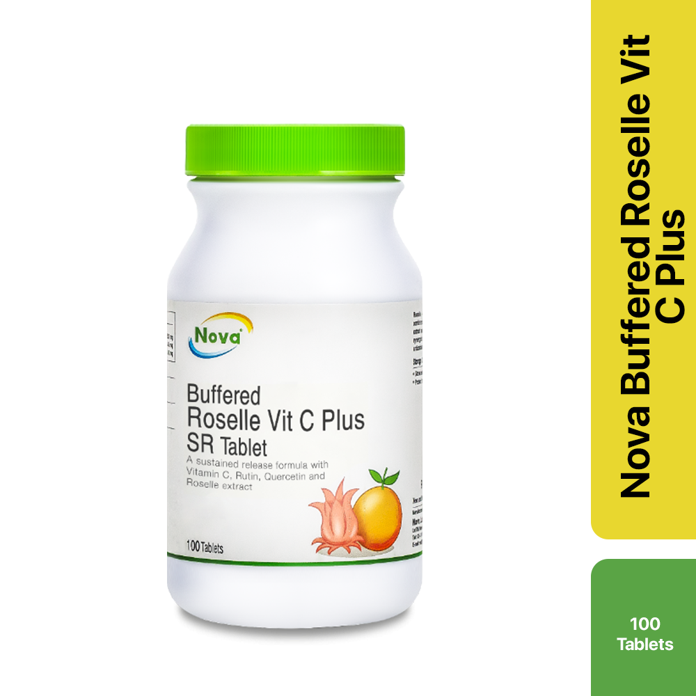 NOVA Buffered Roselle Vit C Plus SR Tablet 100's (Vitamin C, Vitamin D Supplement 1000mg)