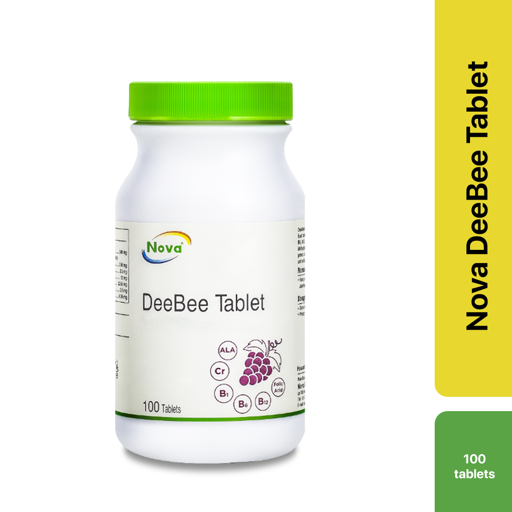 NOVA DeeBee Tablet 100's (Vitamin untuk Ubat Saraf, Kencing Manis, Sendi dan Urat Saraf) Vitamin B12, Suplemen