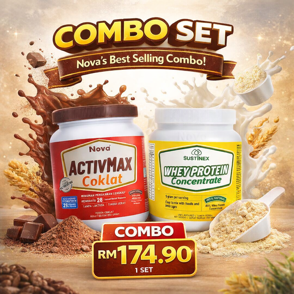 Combo Set Nova Activmax Coklat (850gm) + Whey Protein (300gm)